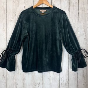 Philosophy Republic Clothing Emerald Green Long Sleeve Velour Top Size SMALL